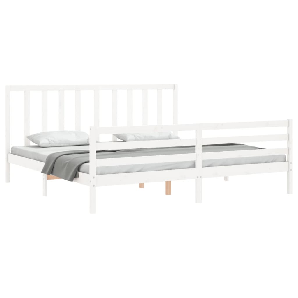 Bed Frame without Mattress White 200x200 cm Solid Wood Pine