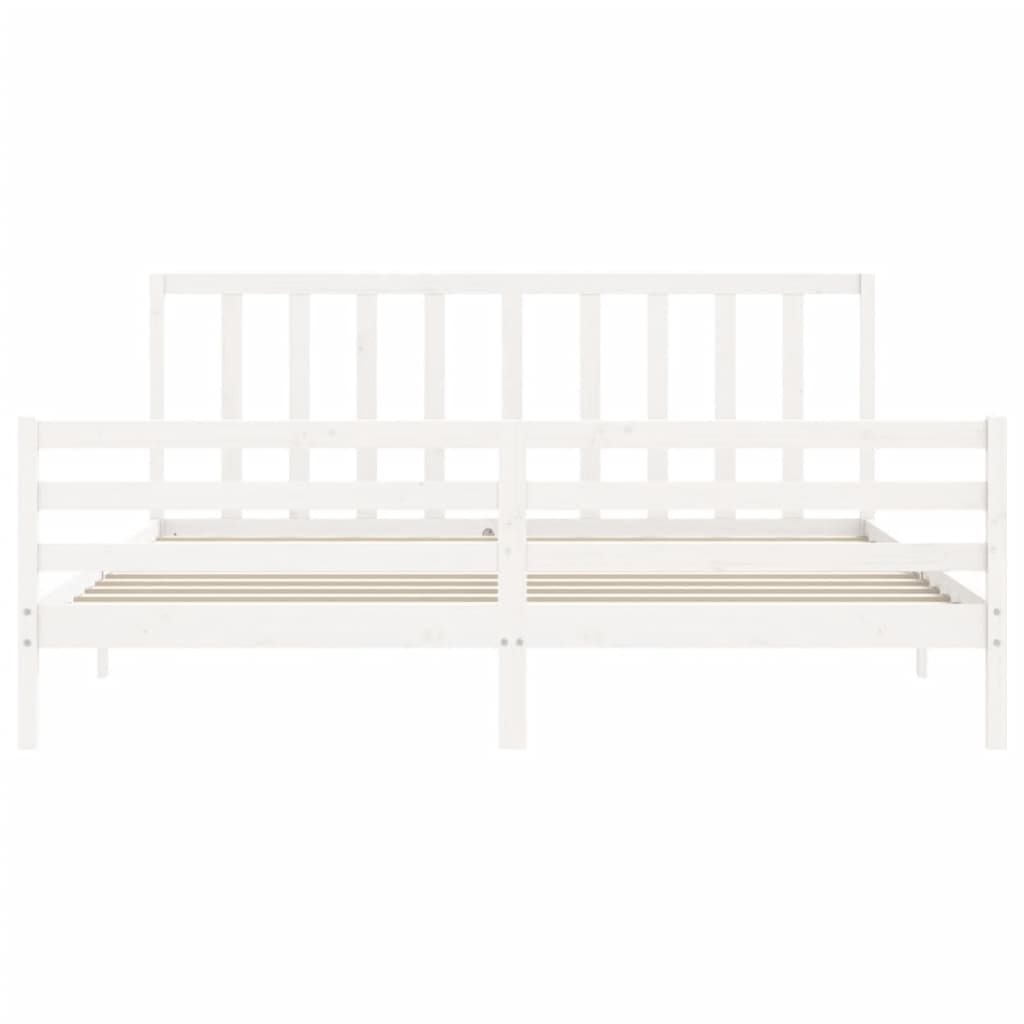 Bed Frame without Mattress White 200x200 cm Solid Wood Pine