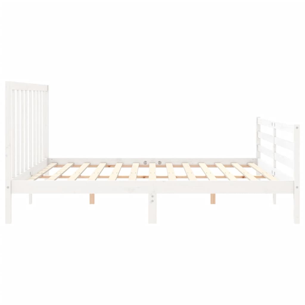 Bed Frame without Mattress White 200x200 cm Solid Wood Pine