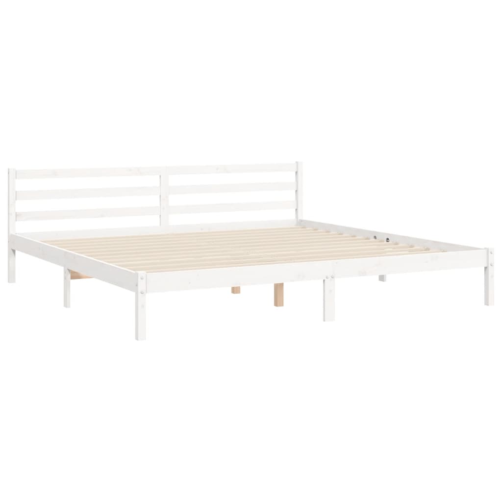 Bed Frame without Mattress White 200x200 cm Solid Wood Pine