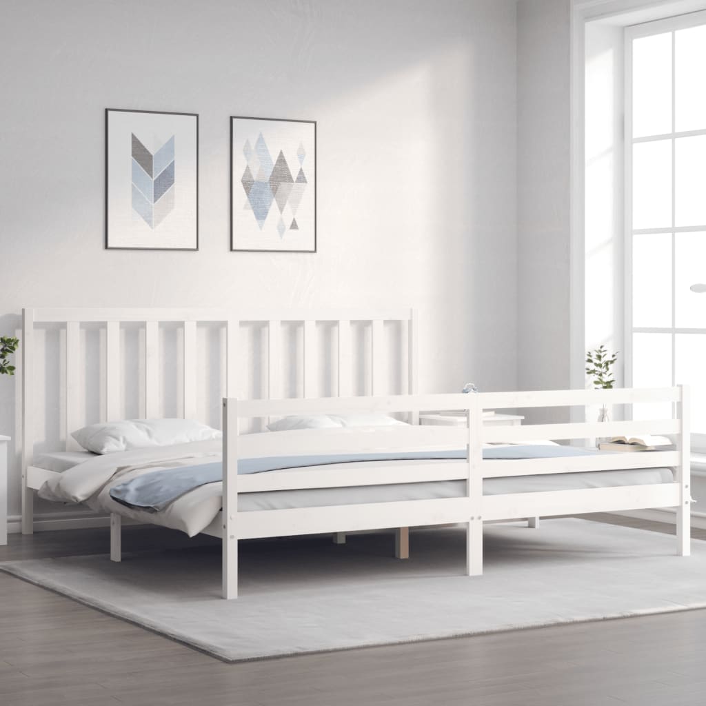 Bed Frame without Mattress White 200x200 cm Solid Wood Pine