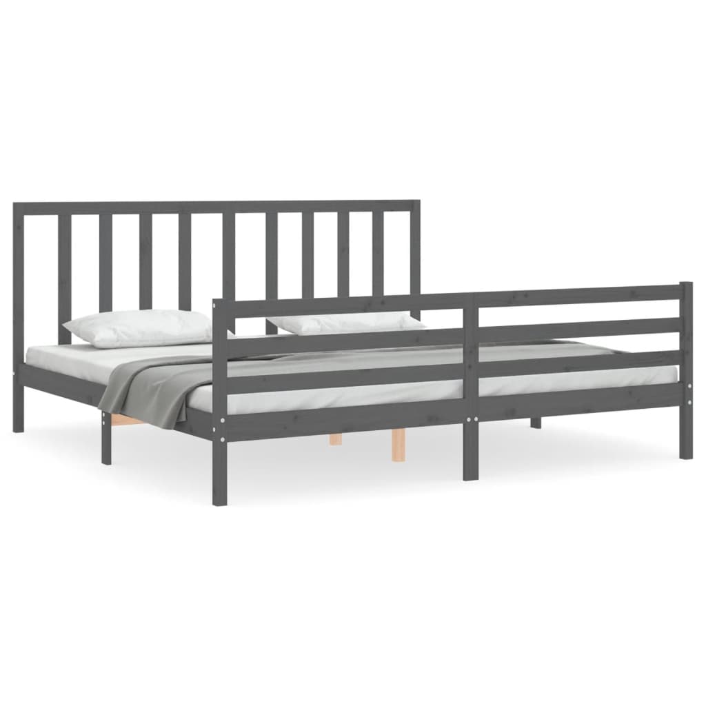 Bed Frame without Mattress Grey 200x200 cm Solid Wood Pine
