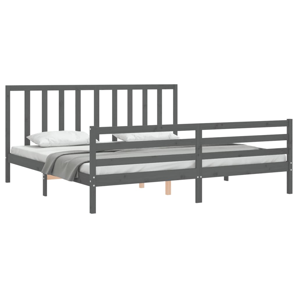 Bed Frame without Mattress Grey 200x200 cm Solid Wood Pine