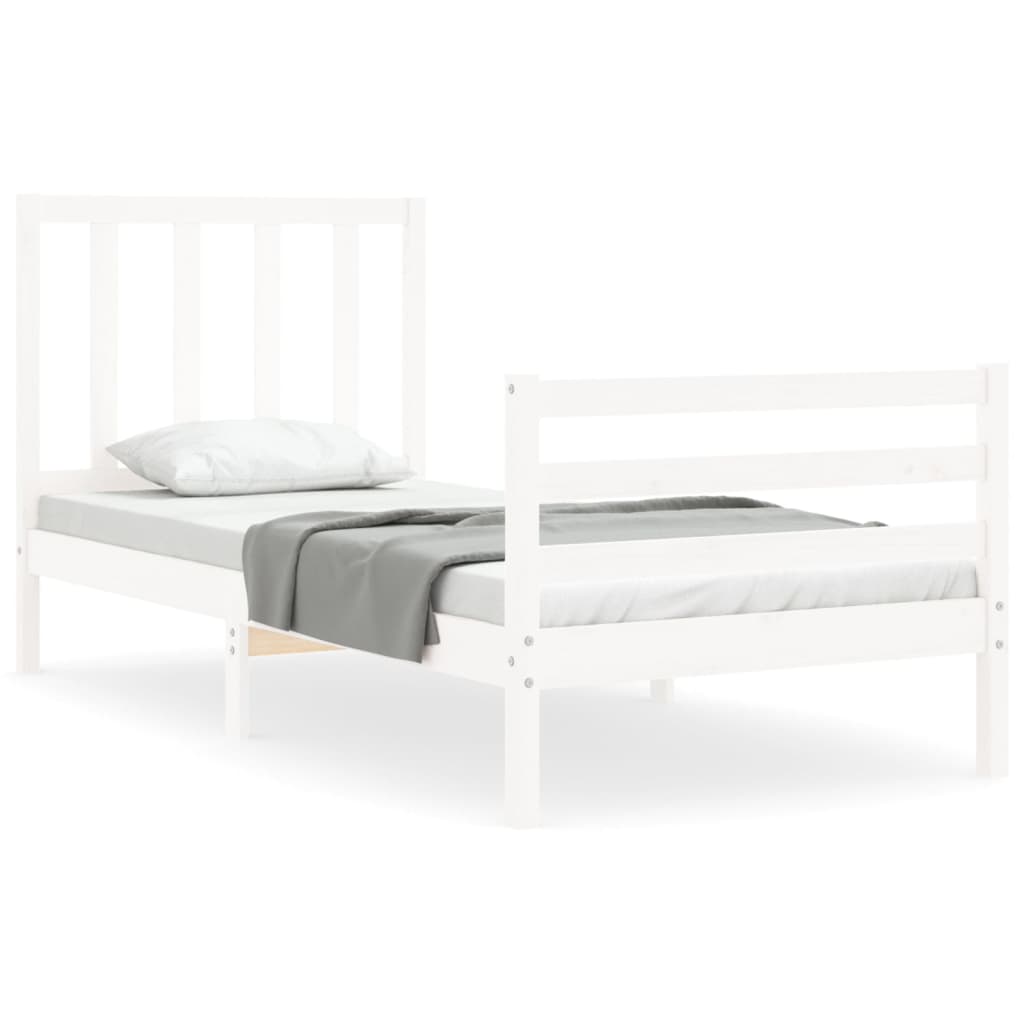 Bed Frame without Mattress White Small Single Solid Wood Pine