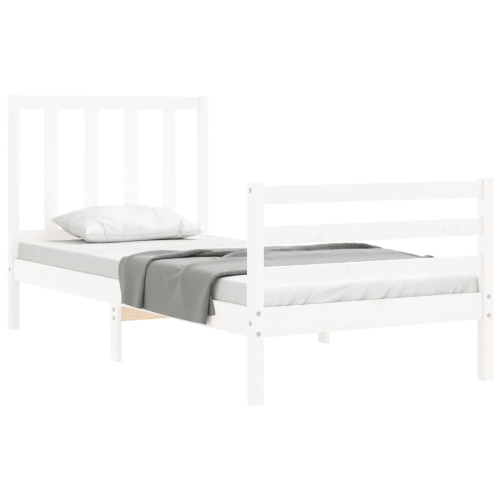 Bed Frame without Mattress White Small Single Solid Wood Pine