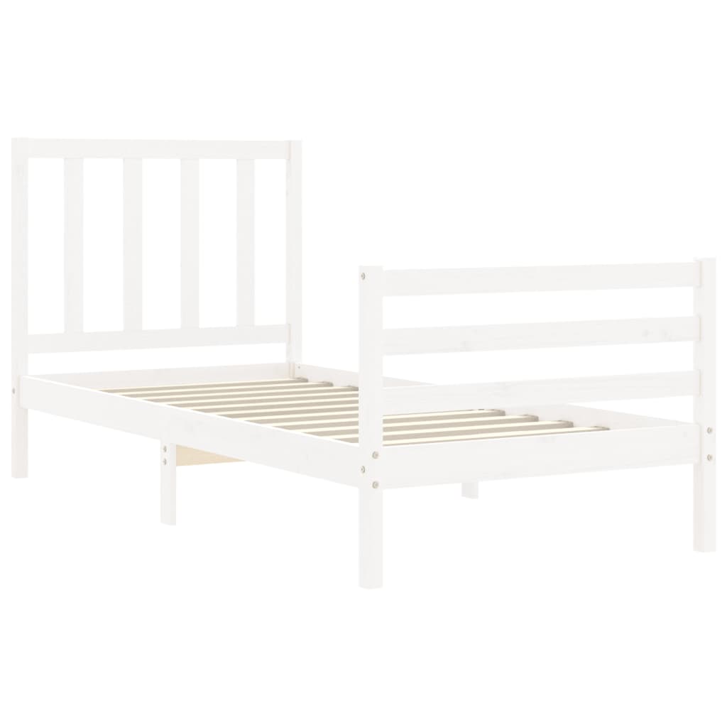 Bed Frame without Mattress White Small Single Solid Wood Pine