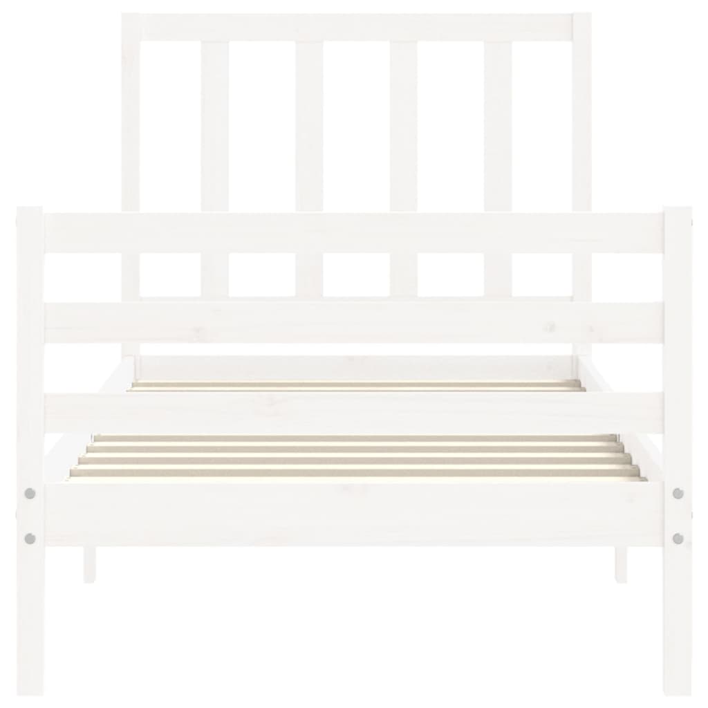 Bed Frame without Mattress White Small Single Solid Wood Pine
