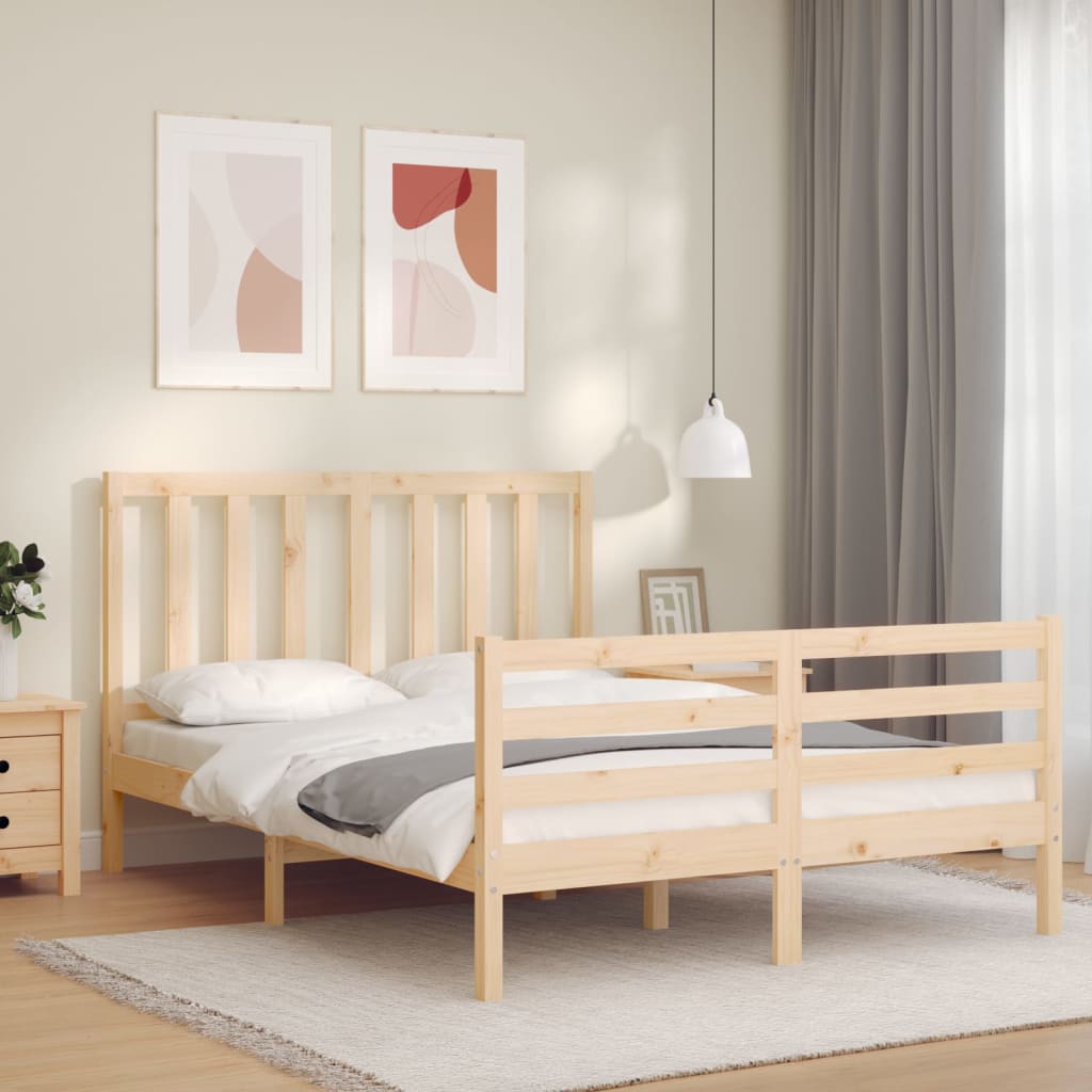 Bed Frame without Mattress 140x190 cm Solid Wood Pine