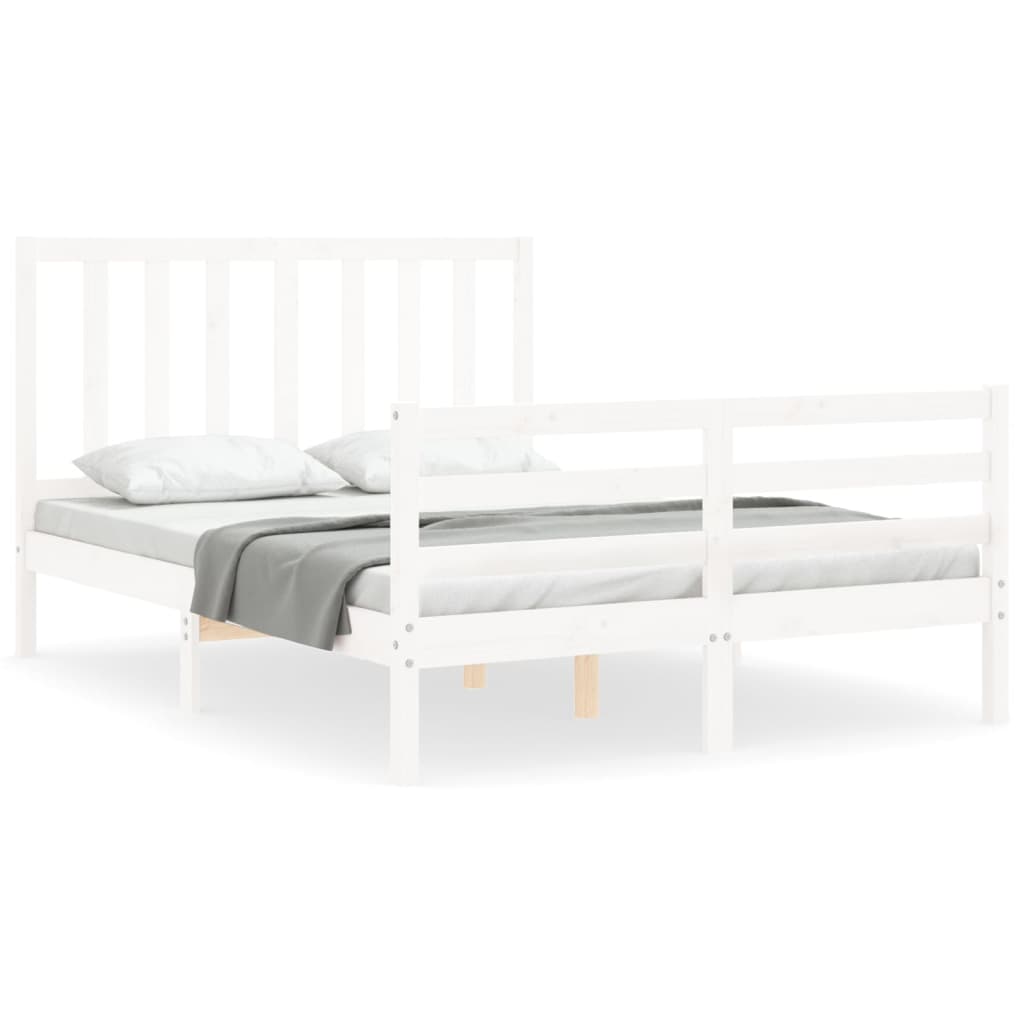 Bed Frame without Mattress White 140x190 cm Solid Wood Pine