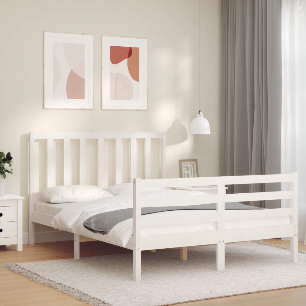 Bed Frame without Mattress White 140x190 cm Solid Wood Pine