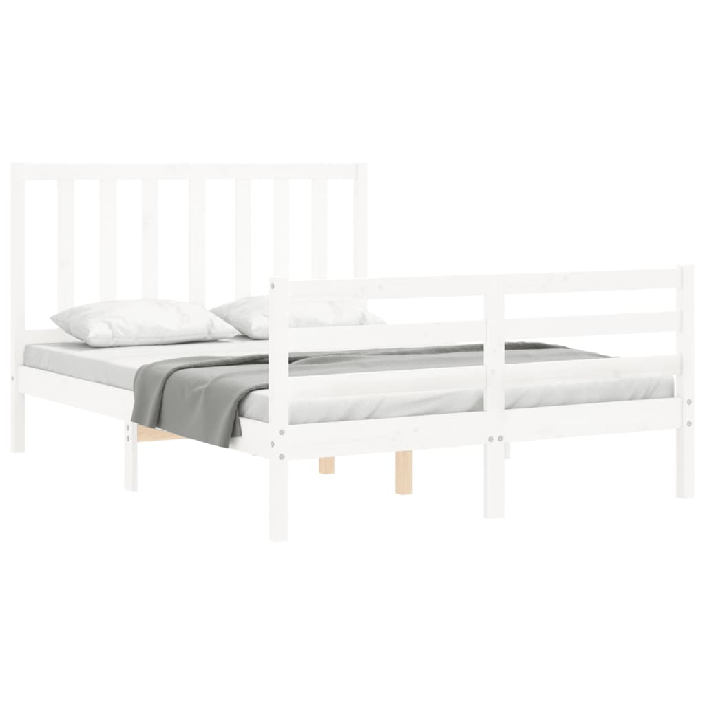 Bed Frame without Mattress White 140x190 cm Solid Wood Pine