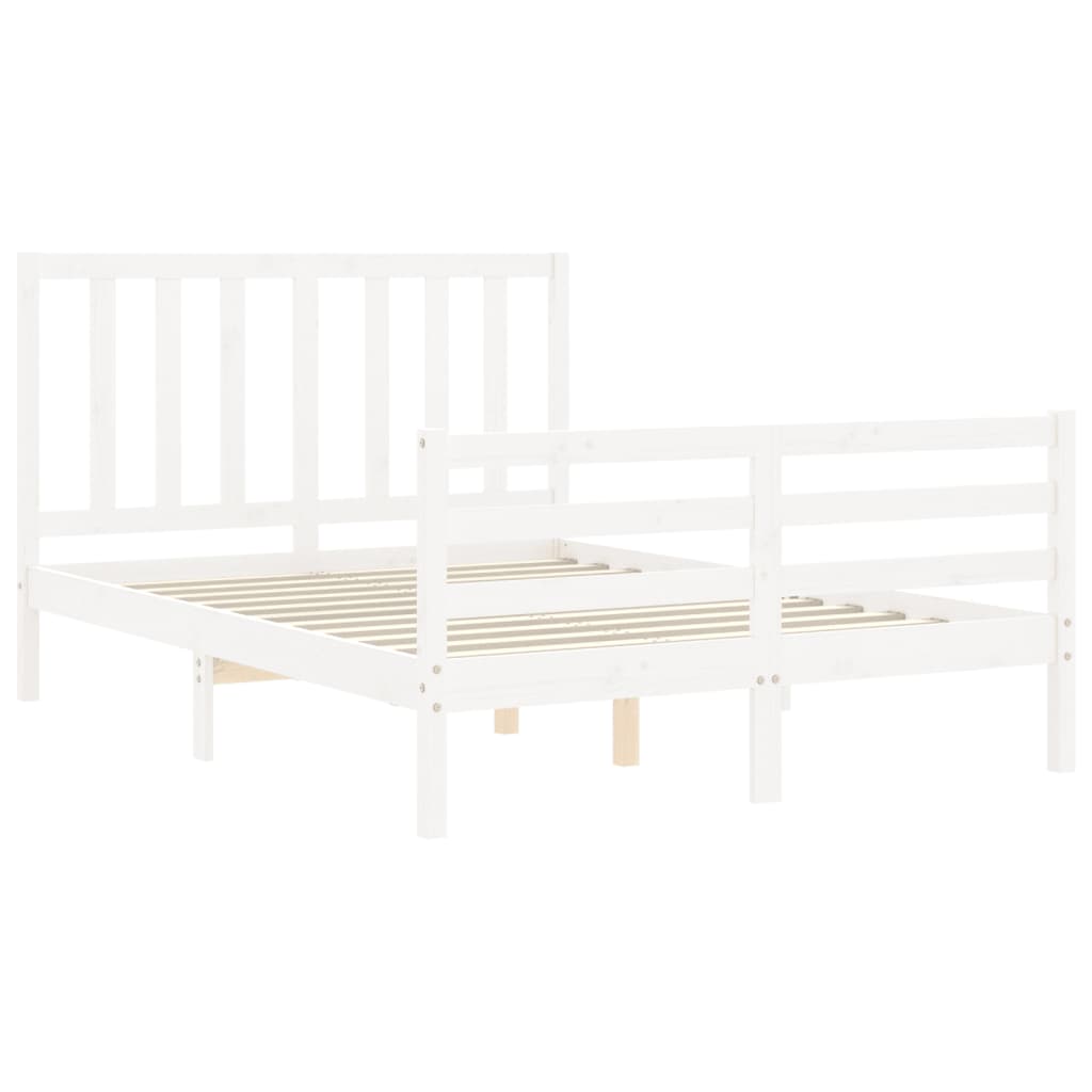Bed Frame without Mattress White 140x190 cm Solid Wood Pine