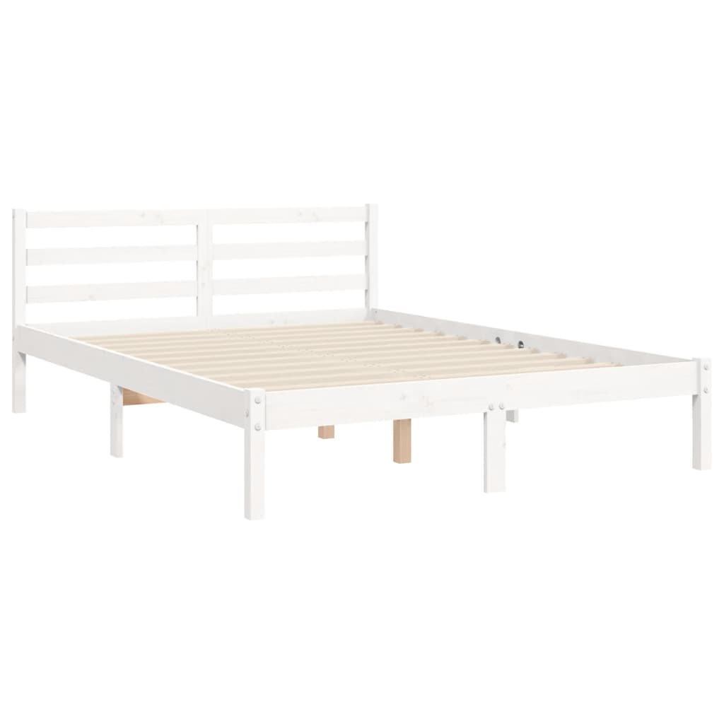 Bed Frame without Mattress White 140x190 cm Solid Wood Pine