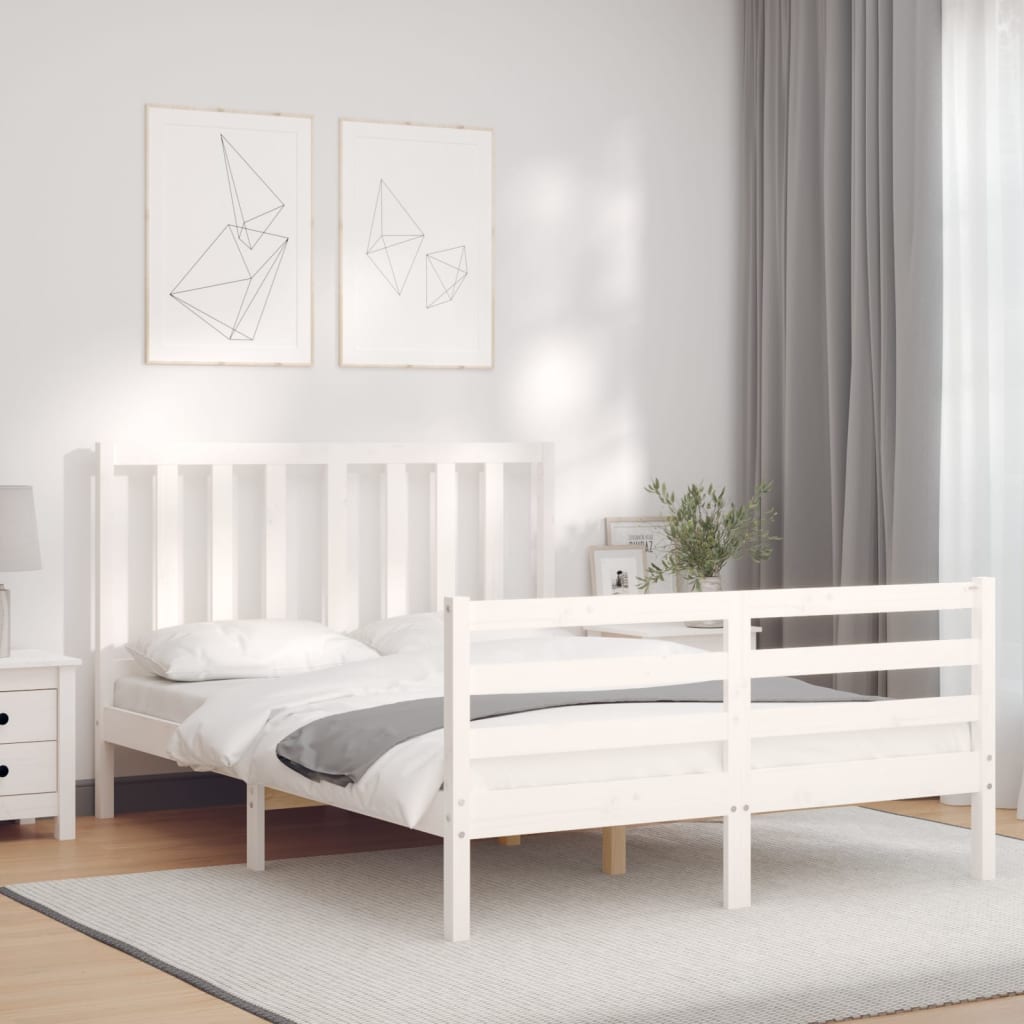 Bed Frame without Mattress White 140x190 cm Solid Wood Pine