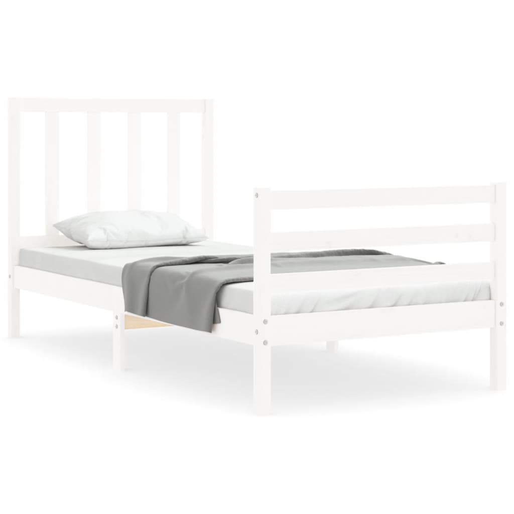 Bed Frame without Mattress White 100x200 cm Solid Wood Pine