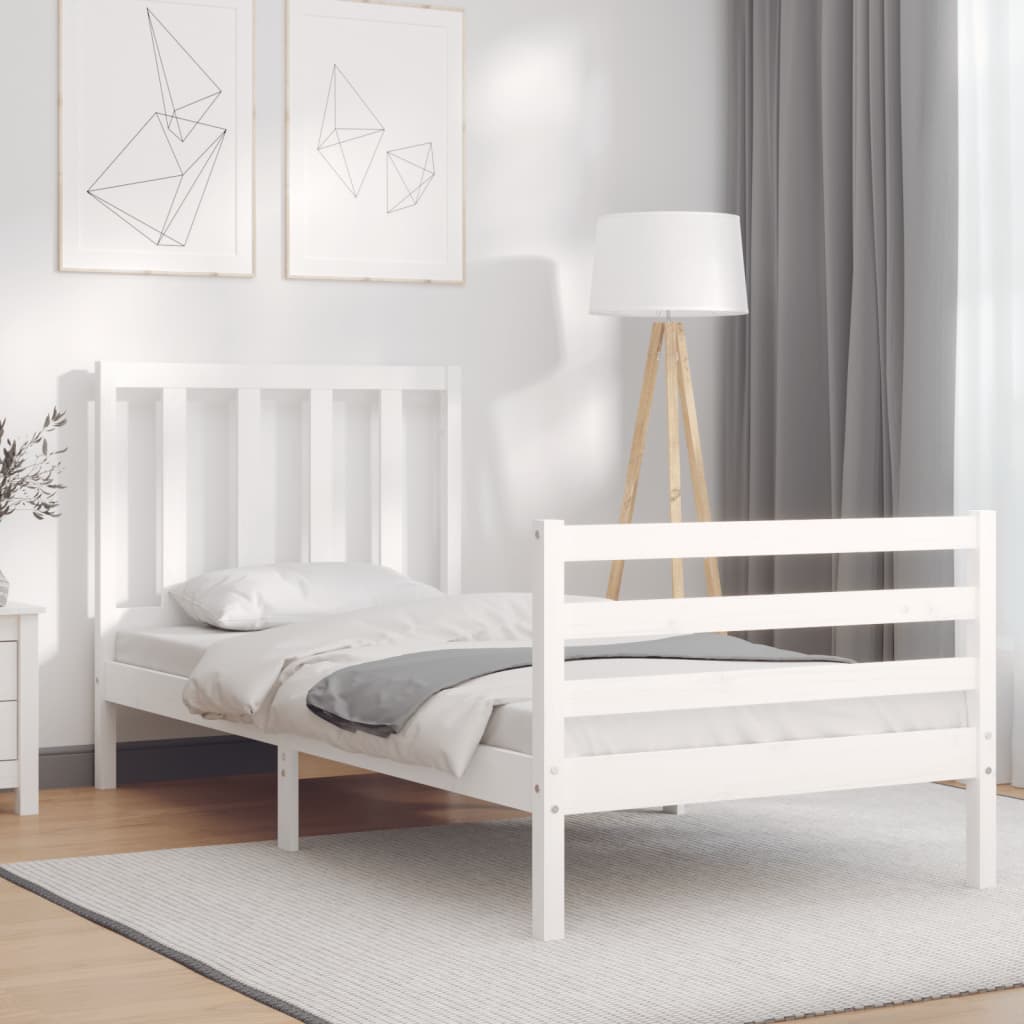 Bed Frame without Mattress White 100x200 cm Solid Wood Pine