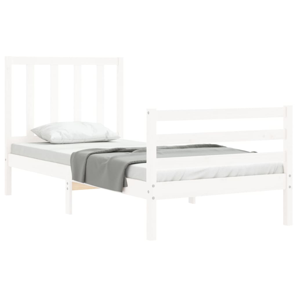 Bed Frame without Mattress White 100x200 cm Solid Wood Pine