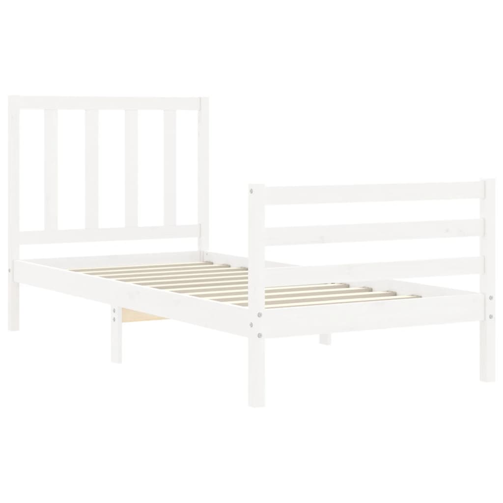Bed Frame without Mattress White 100x200 cm Solid Wood Pine