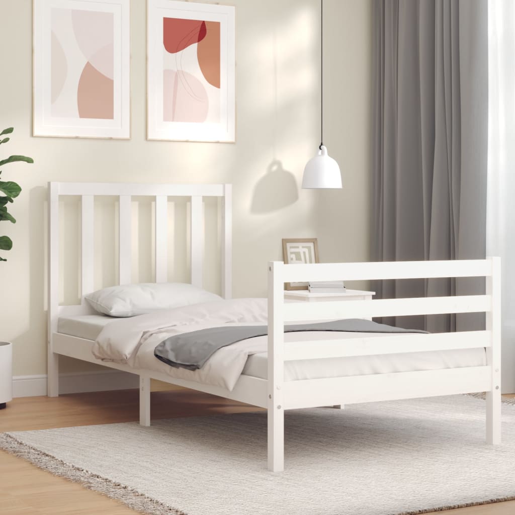 Bed Frame without Mattress White 100x200 cm Solid Wood Pine