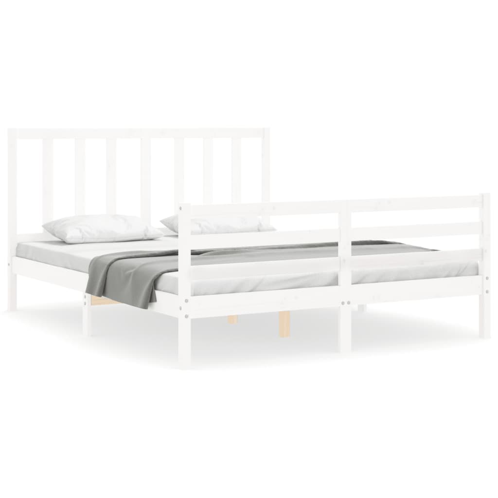 Bed Frame without Mattress White 160x200 cm Solid Wood Pine