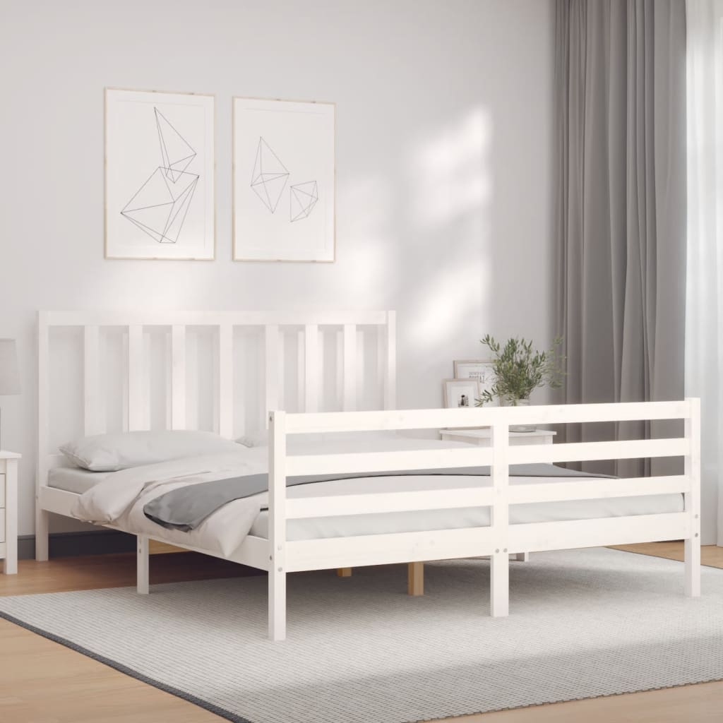 Bed Frame without Mattress White 160x200 cm Solid Wood Pine