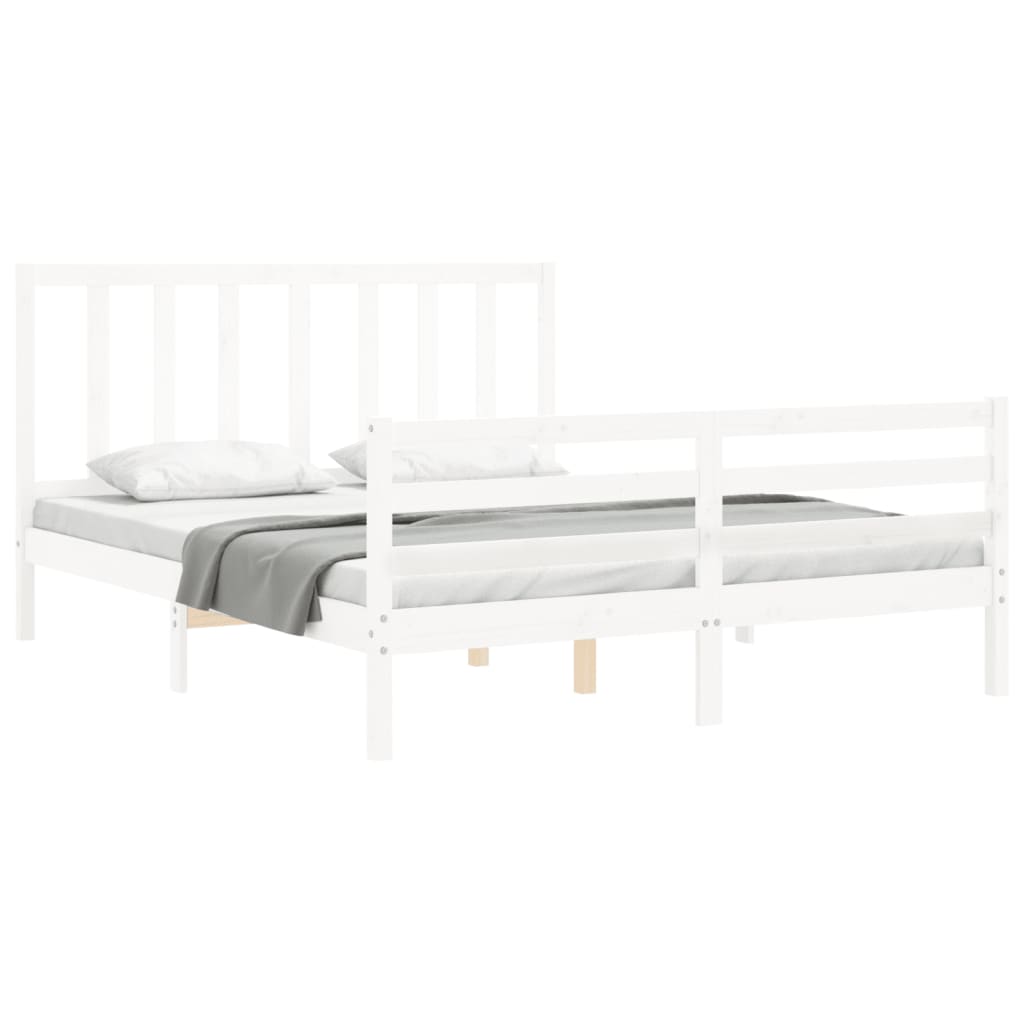 Bed Frame without Mattress White 160x200 cm Solid Wood Pine