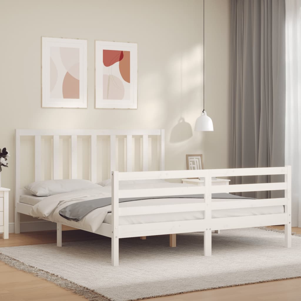 Bed Frame without Mattress White 160x200 cm Solid Wood Pine