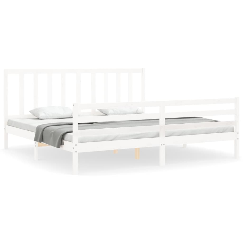 Bed Frame without Mattress White 200x200 cm Solid Wood Pine