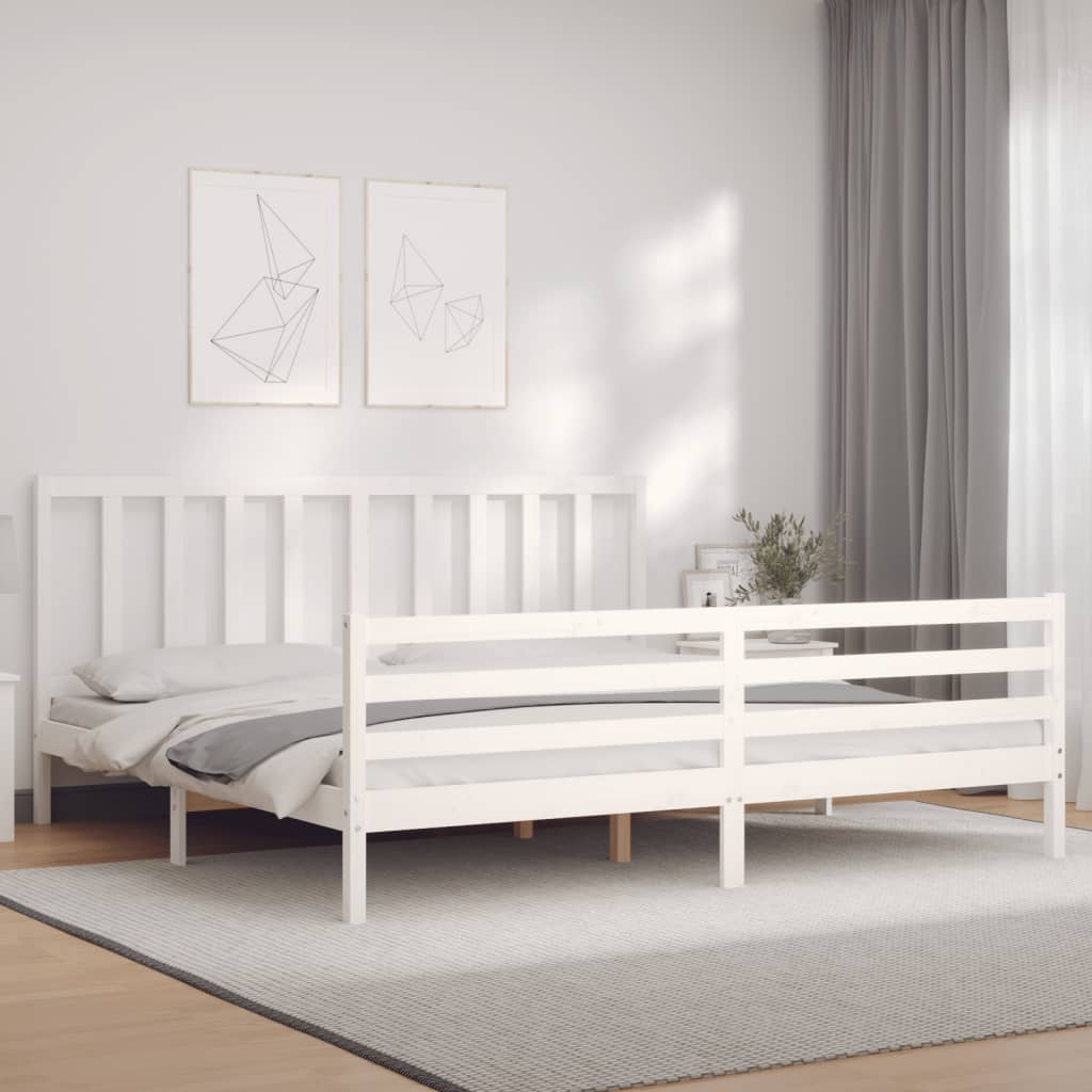 Bed Frame without Mattress White 200x200 cm Solid Wood Pine
