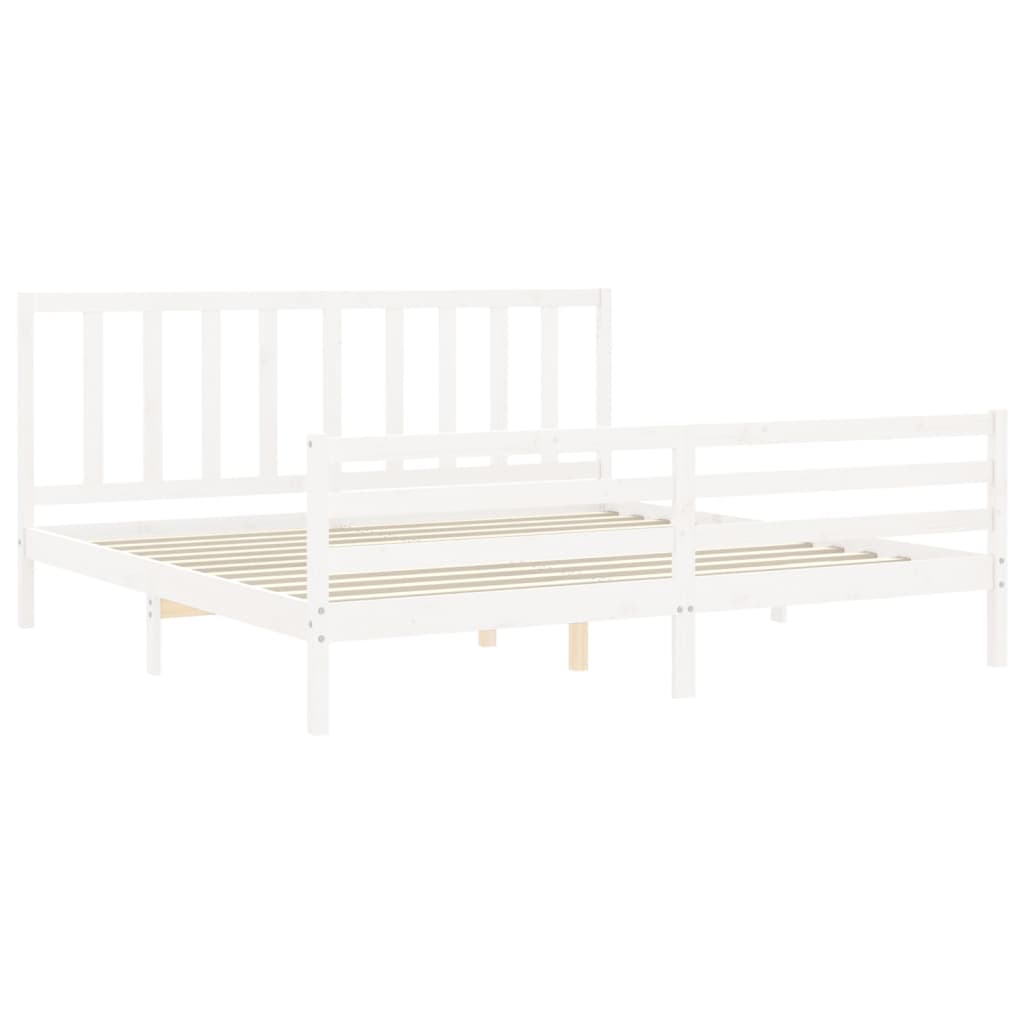Bed Frame without Mattress White 200x200 cm Solid Wood Pine
