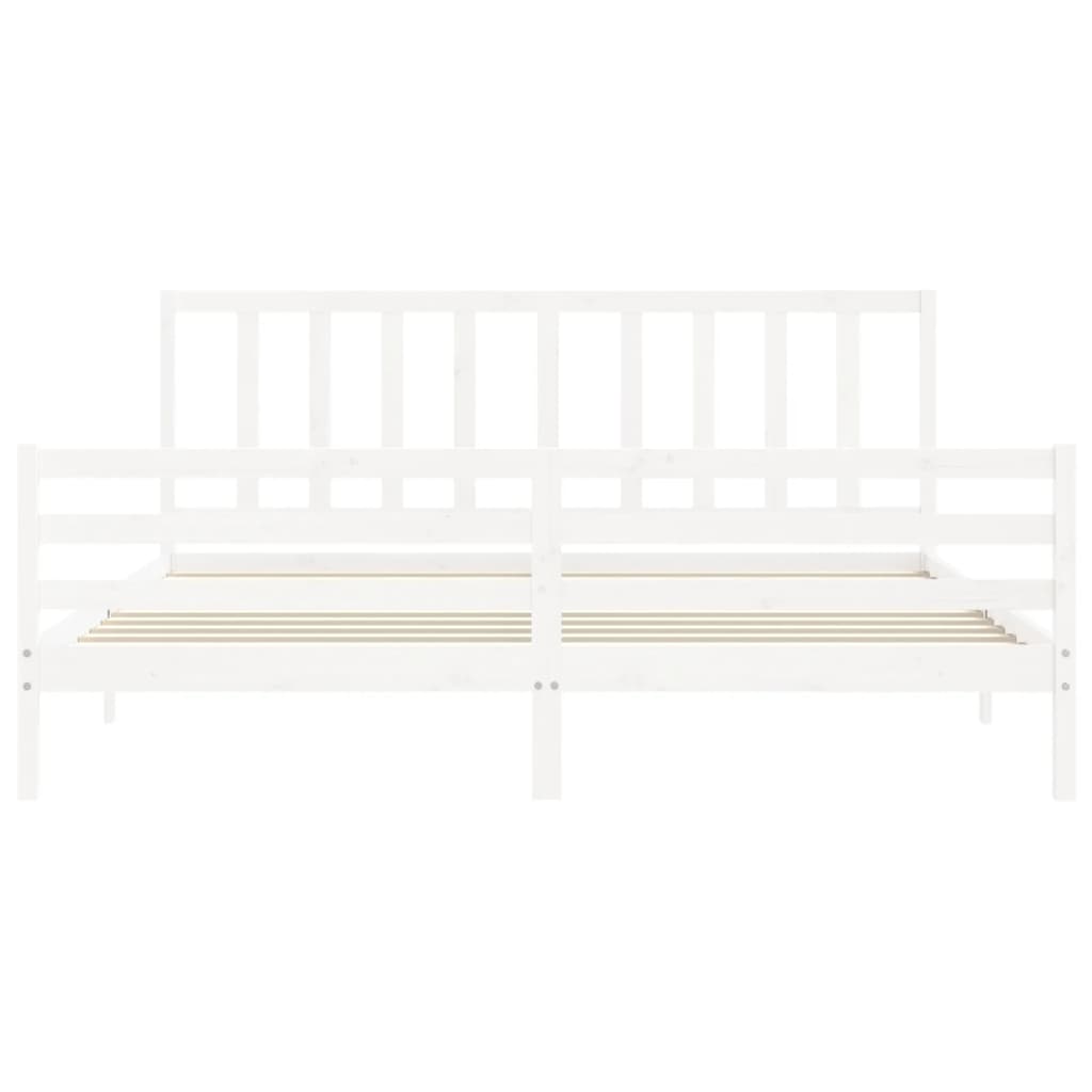 Bed Frame without Mattress White 200x200 cm Solid Wood Pine