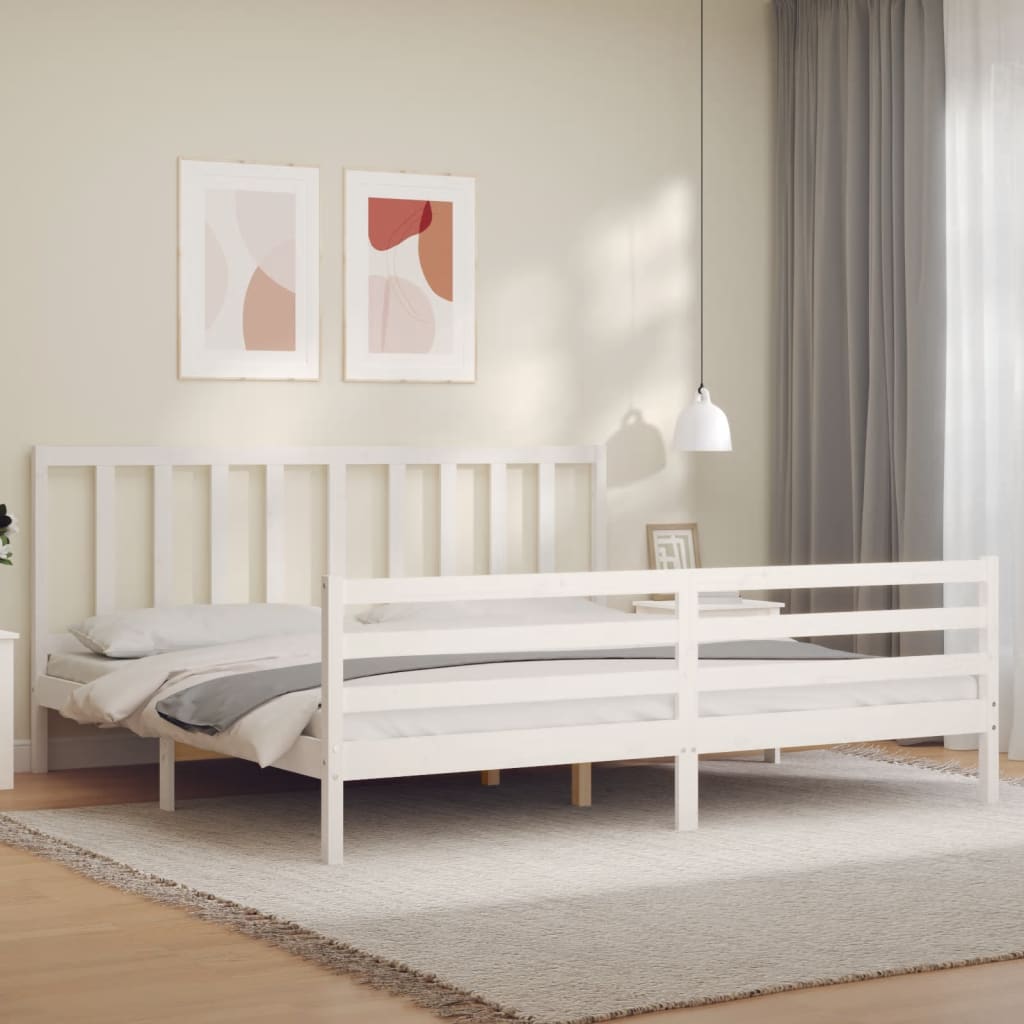 Bed Frame without Mattress White 200x200 cm Solid Wood Pine