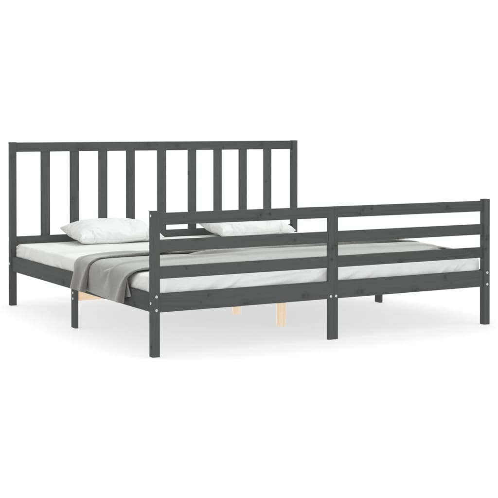 Bed Frame without Mattress Grey 200x200 cm Solid Wood Pine