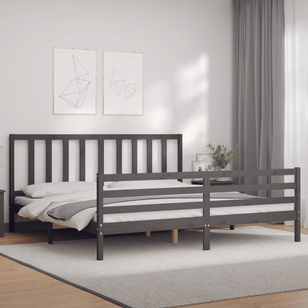 Bed Frame without Mattress Grey 200x200 cm Solid Wood Pine