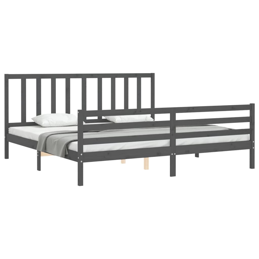 Bed Frame without Mattress Grey 200x200 cm Solid Wood Pine