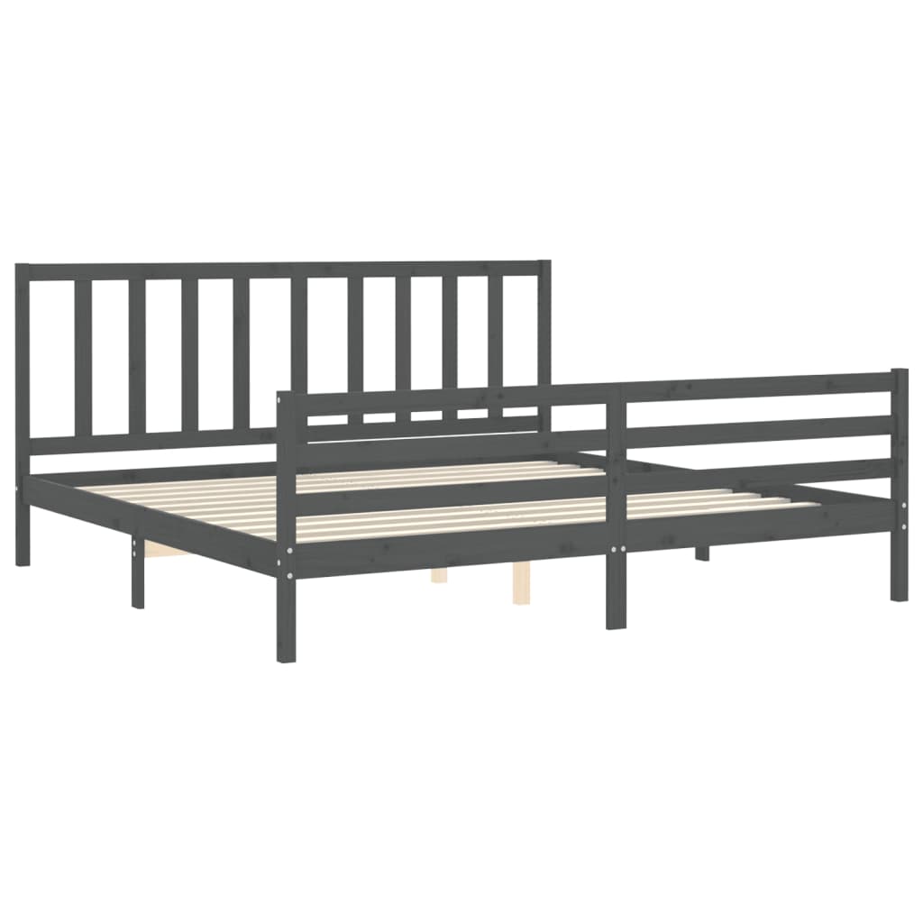 Bed Frame without Mattress Grey 200x200 cm Solid Wood Pine