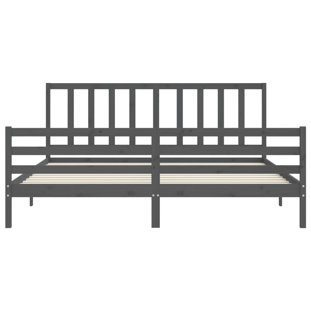 Bed Frame without Mattress Grey 200x200 cm Solid Wood Pine