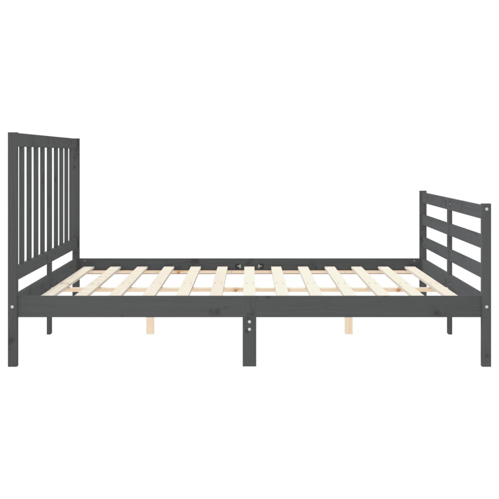 Bed Frame without Mattress Grey 200x200 cm Solid Wood Pine