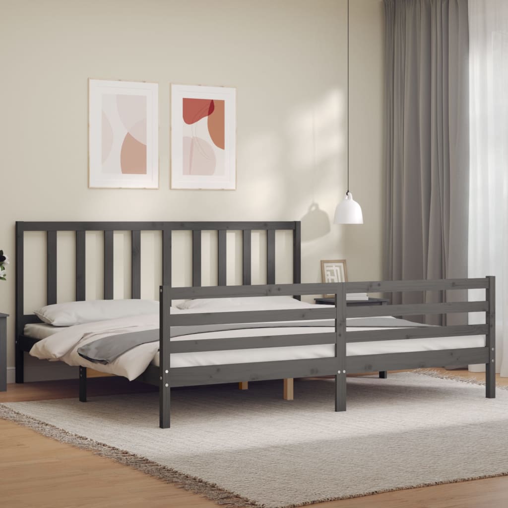 Bed Frame without Mattress Grey 200x200 cm Solid Wood Pine