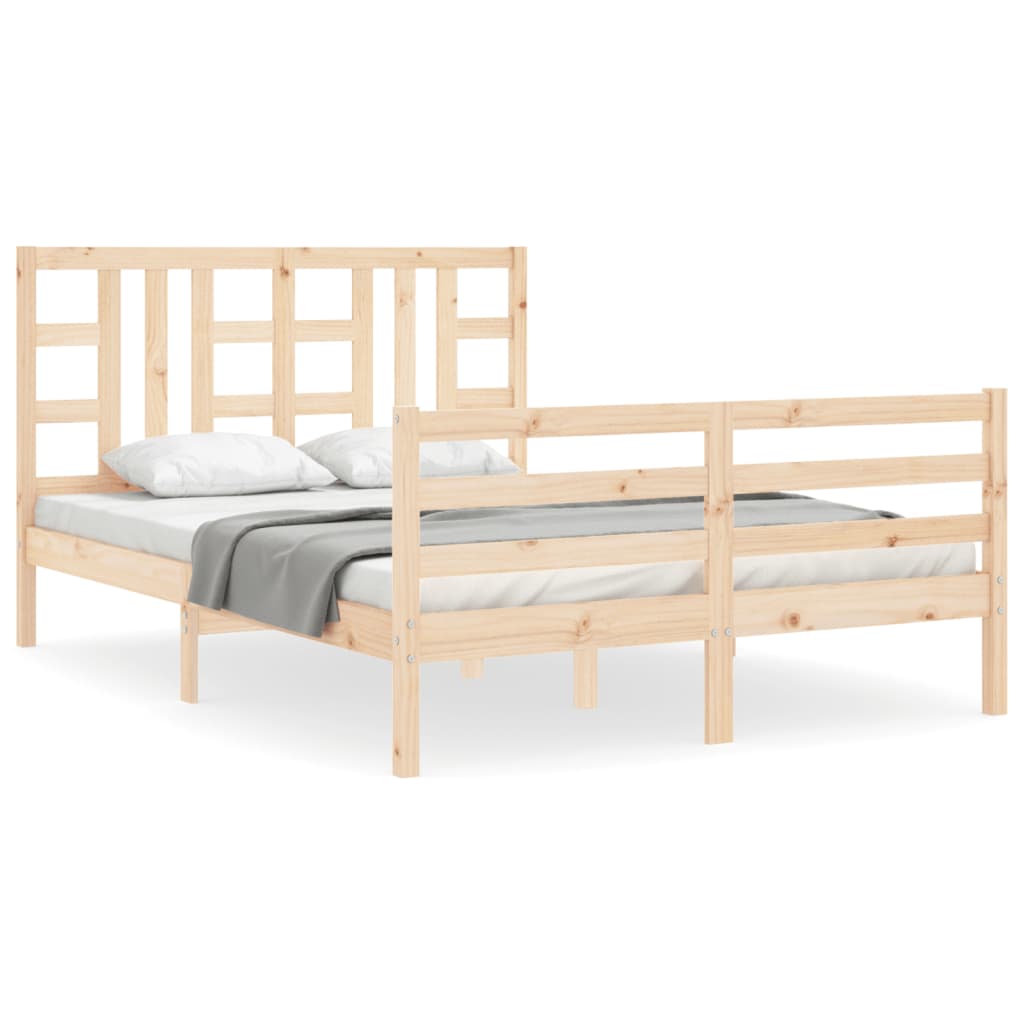 Bed Frame without Mattress Double Solid Wood Pine