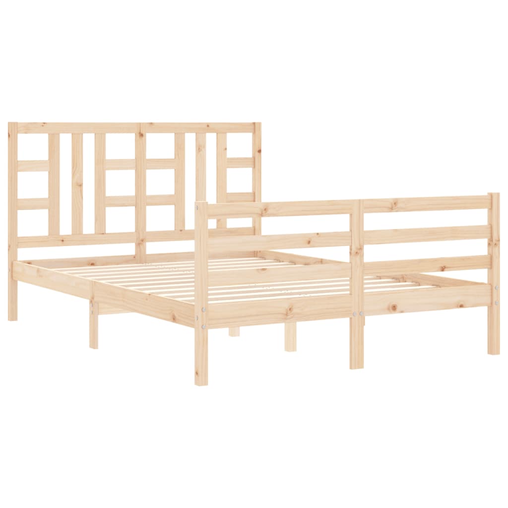 Bed Frame without Mattress Double Solid Wood Pine