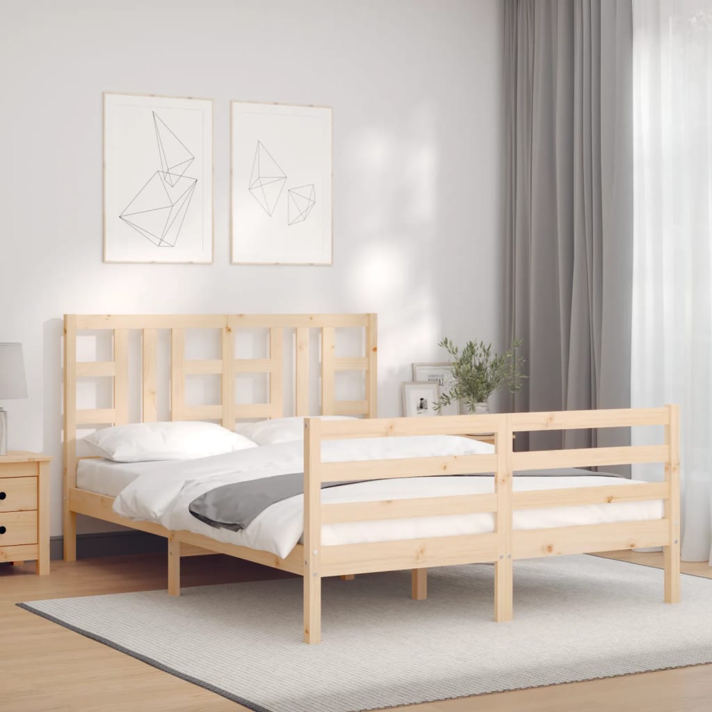 Bed Frame without Mattress Double Solid Wood Pine