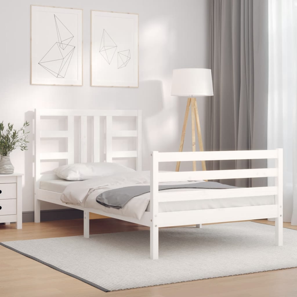 Bed Frame without Mattress White 100x200 cm Solid Wood Pine