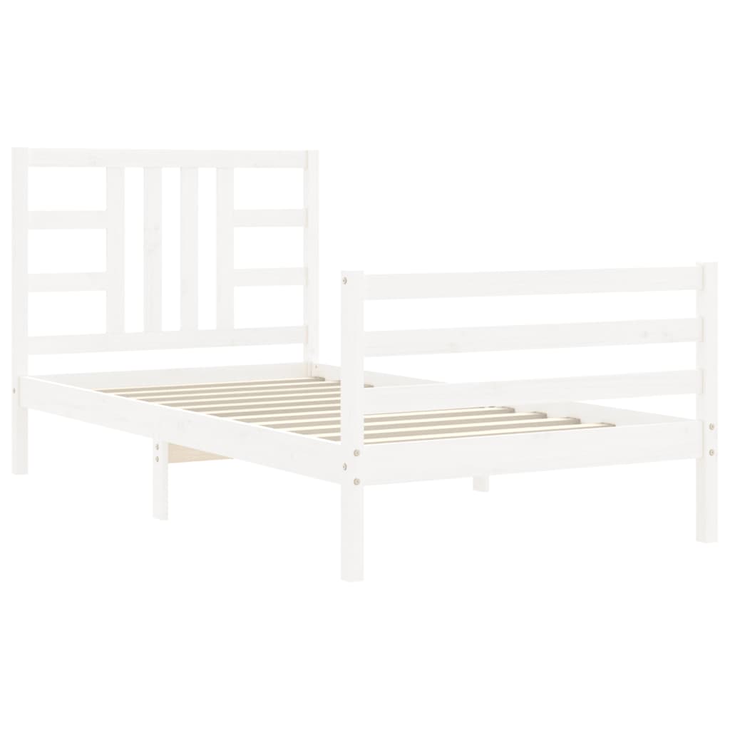 Bed Frame without Mattress White 100x200 cm Solid Wood Pine