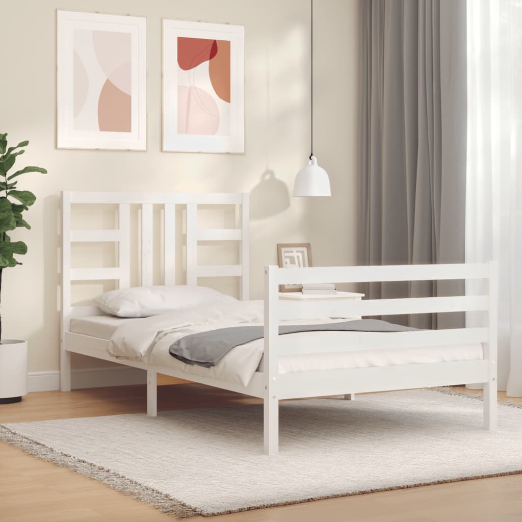 Bed Frame without Mattress White 100x200 cm Solid Wood Pine
