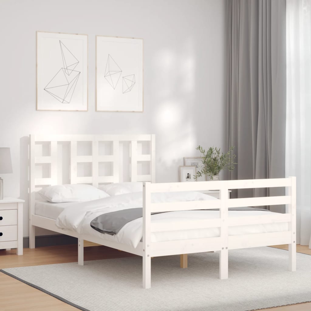 Bed Frame without Mattress White 120x200 cm Solid Wood
