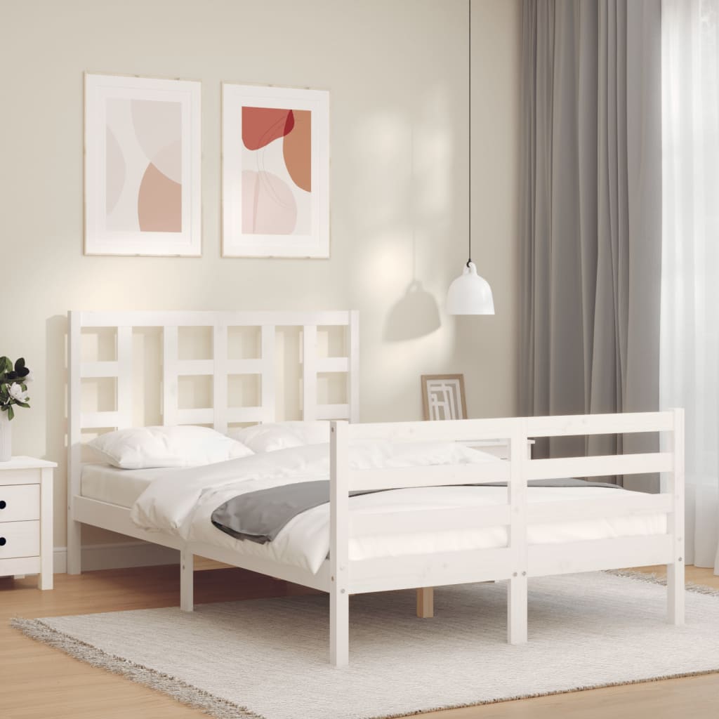 Bed Frame without Mattress White 120x200 cm Solid Wood