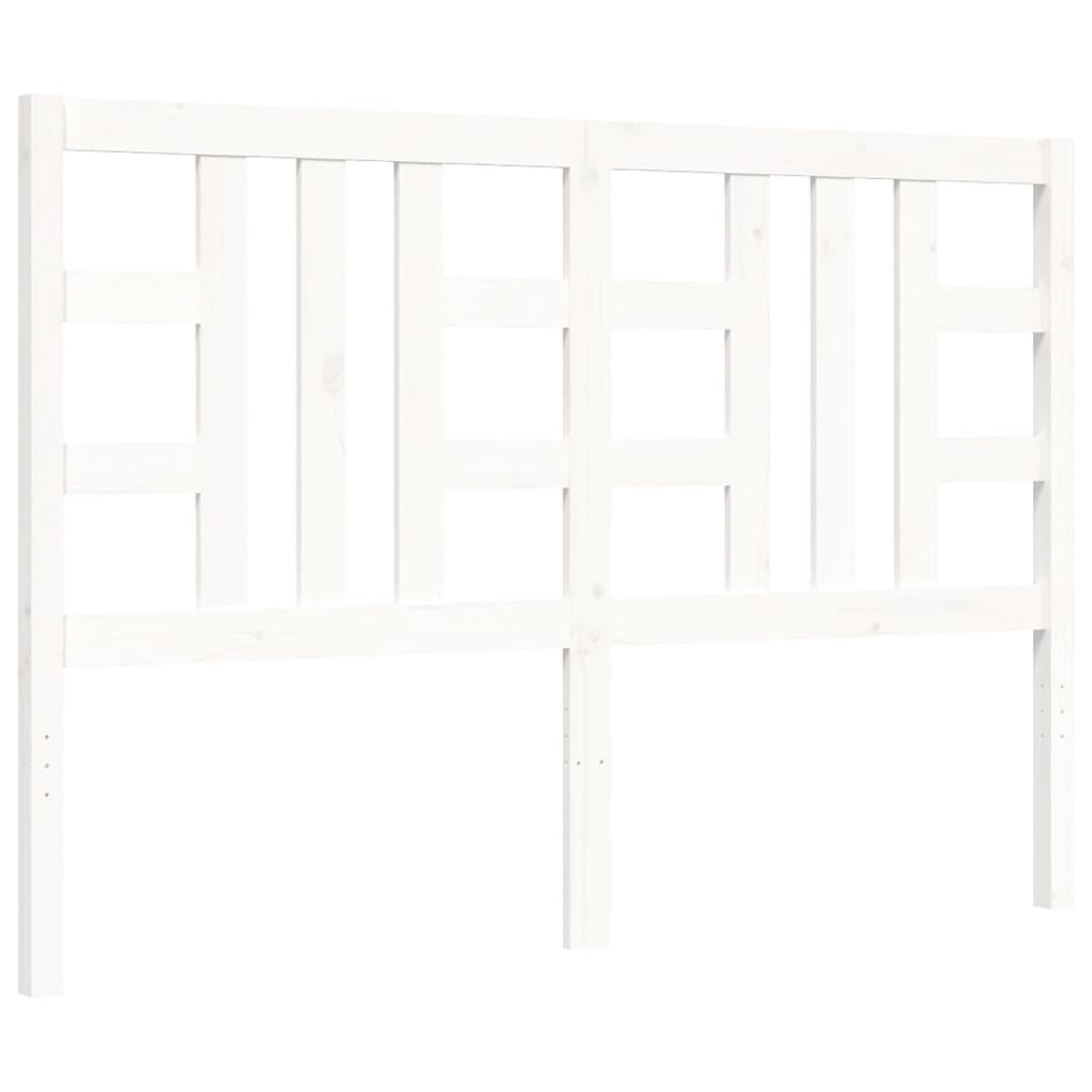Bed Frame without Mattress White King Size Solid Wood