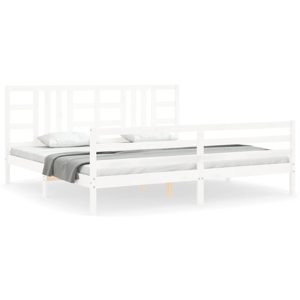 Bed Frame without Mattress White 200x200 cm Solid Wood