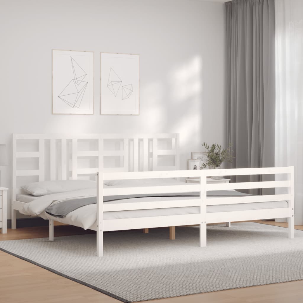 Bed Frame without Mattress White 200x200 cm Solid Wood